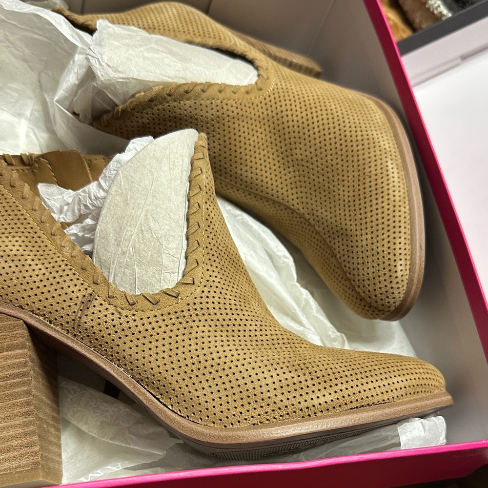 Vince Camuto Tan Perforated Mules